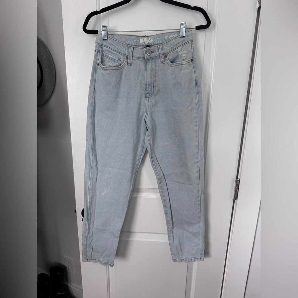 Rewash Blue Straight Jeans Super High Waist